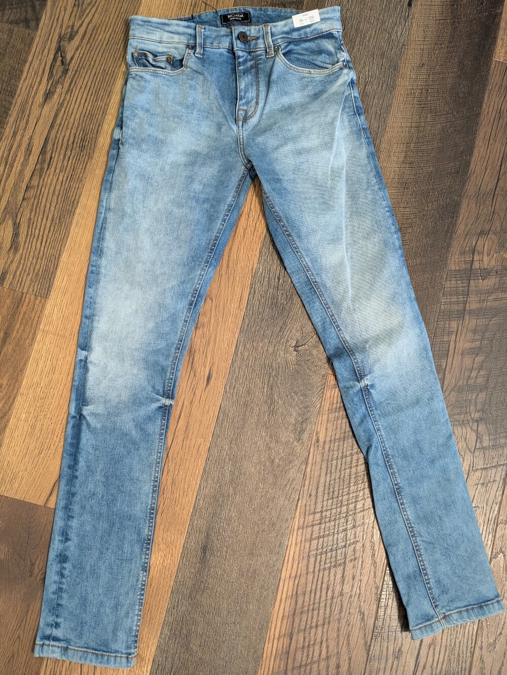 NWT Pull & Bear Men's Skinny Jeans Light Wash Blue Denim Size EUR 36 28x32